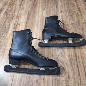 Vintage Black Leather Ice skates size 11